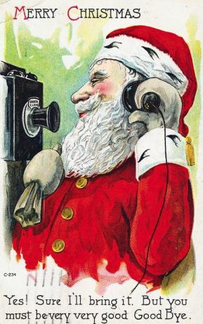Καρτ ποστάλ του Άγιου Βασίλη Χρήση του τηλεφώνου