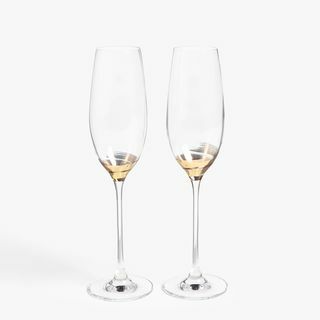 John Lewis & Partners Swirl Stem Champagne Flute, 240ml, Διαυγές / Χρυσό