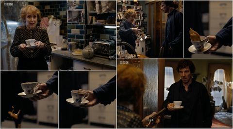 Τσάι και πιατάκι του Αλί Μίλερ Home Sweet Home - στίγματα στο Sherlock