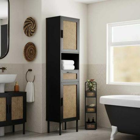 Winslow Tall Cabinet Black Rattan