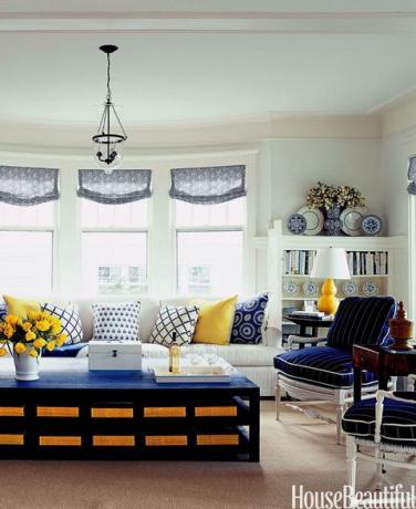 μπλε και κίτρινο σαλόνι