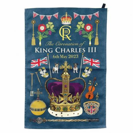 Μπλε πετσέτα τσαγιού King Charles Coronation
