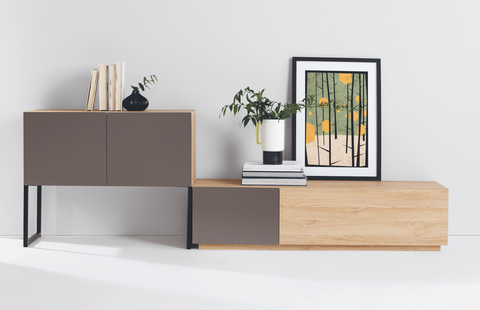 Made.com Hopkins Sideboard Δερμάτινο Γκρι