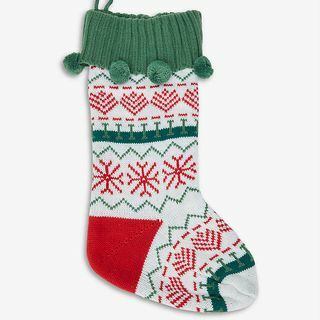 Πλεκτή χριστουγεννιάτικη κάλτσα με πλεκτή εκτύπωση 45cm