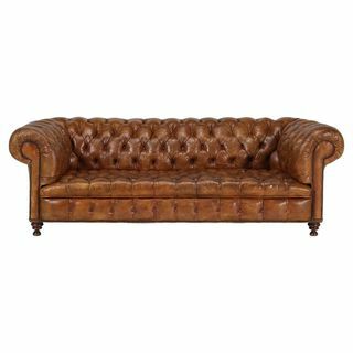 Γαλλικός Vintage Δερμάτινος Φουντωτός Καναπές Sleeper Chesterfield και όλα αυθεντικά