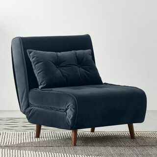 Καναπές κρεβάτι Haru, Μονόχρωμο βελούδο Sapphire