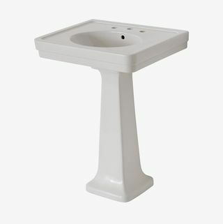 Alden Fine Fire Clay / Vitreous China Single Pedestal Wavatory Sink with Backsplash 26 "x 20" x 40 "