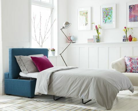 καναπέ κρεβατιού sofacom σε βαμβάκι από μπλε βουρτσισμένο oxford