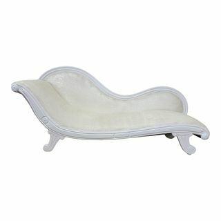 Victorian White Damask Chaise