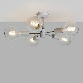 Spoke Semi Flush Ceiling Light, Grey / Chrome