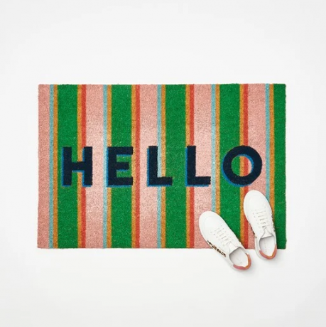 Hello ριγέ Doormat Large