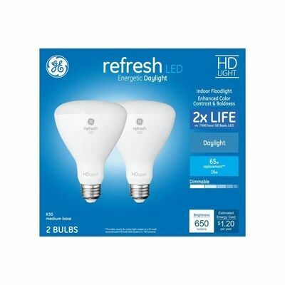 GE Refresh 65 Watt EQ LED Br30 Daylight Dimmable Flood Light Light (2-pack)