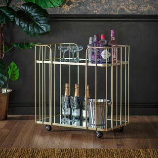 Nyla Mirrored Drinks Trolley σε σαμπάνια