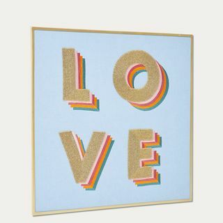 Love Beaded Blue Fabric Wall Art