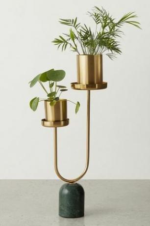 Serotta Duo Metal and Marble Plant Stand, Brass