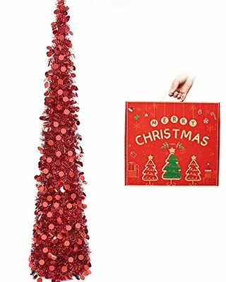Πτυσσόμενο αναδυόμενο χριστουγεννιάτικο δέντρο με κόκκινο Tinsel