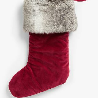 Κάλτσες βελούδου με επένδυση Faux Fur, Κόκκινο / Λευκό